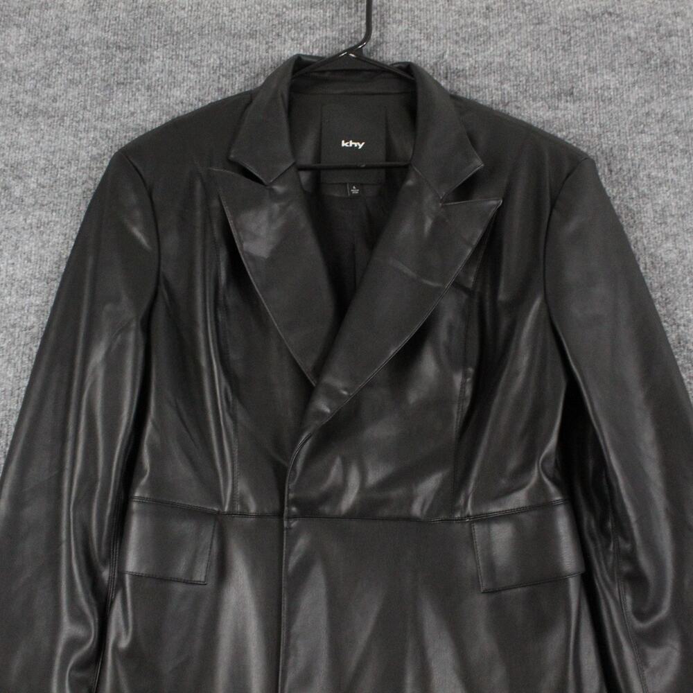 Khy x Namilia Dress Large Black Faux Leather Blazer Mini Chic Trench Night Out - Picture 6 of 14